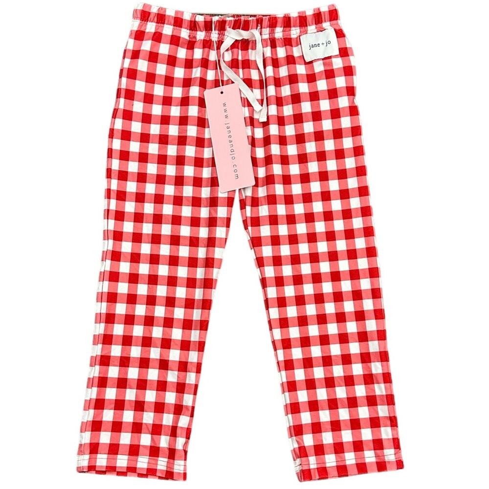 Jane + Jo Boys Red Check Pajama Pants 5 NWT